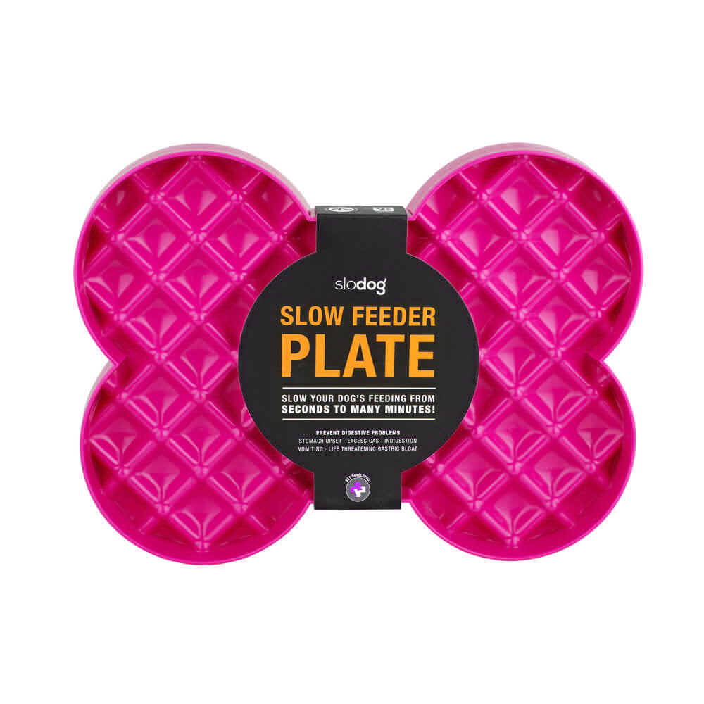 Slodog - Slow Feeder Plate - Bone Pink