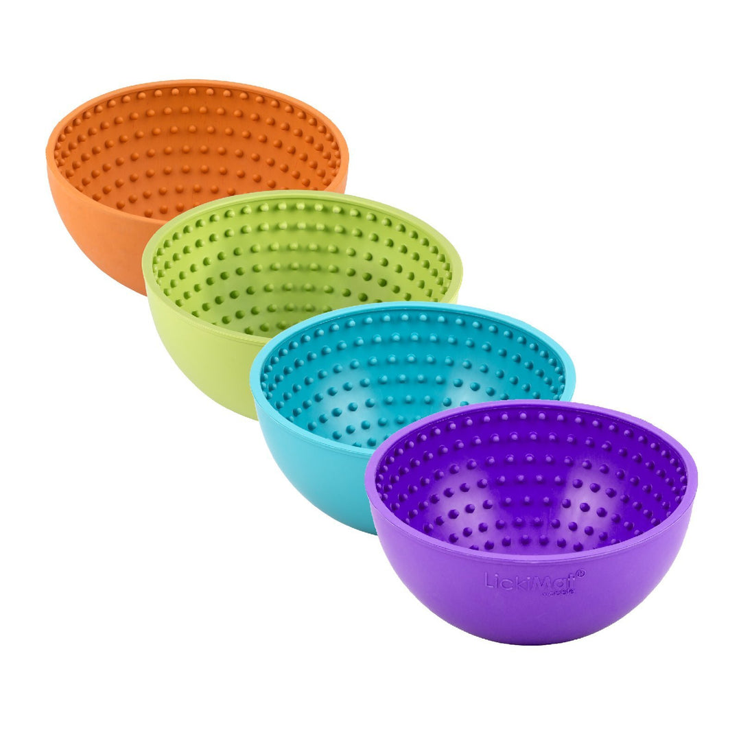 LickiMat Wobble Slow Feeder Boredom Buster Dog Food Bowl -  Purple