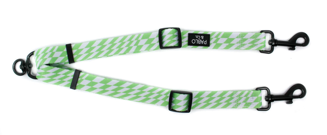 Lime Check Check - Adjustable Leash Splitter - SMALL
