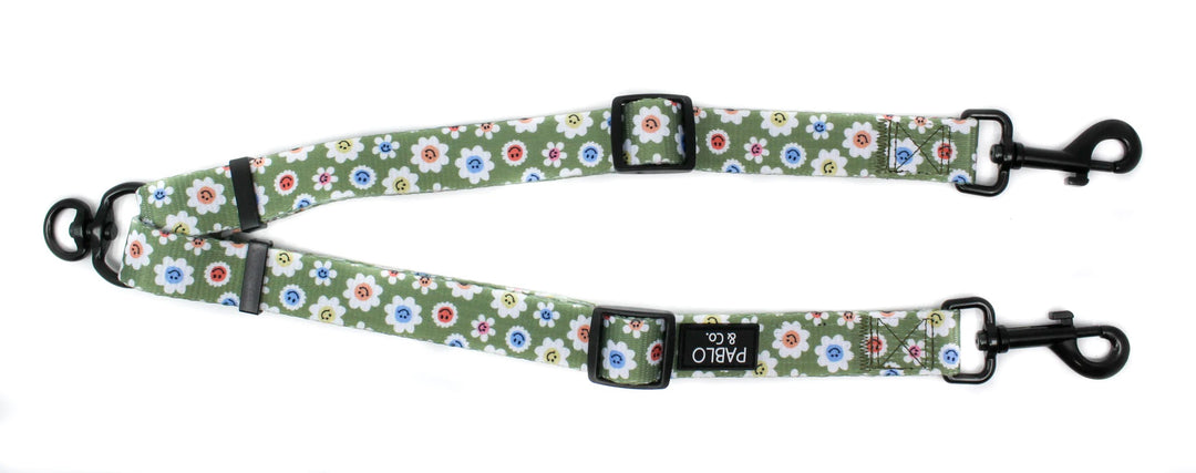 Smiley Flowers - Adjustable Leash Splitter - SMALL