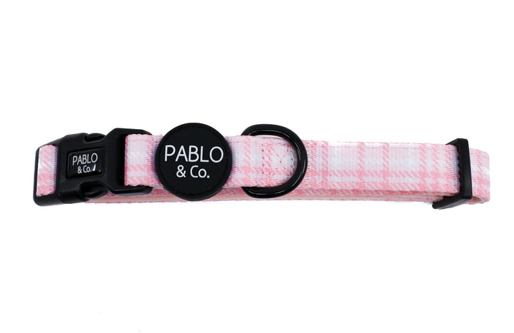 Pink Houndstooth: Dog Collar- L