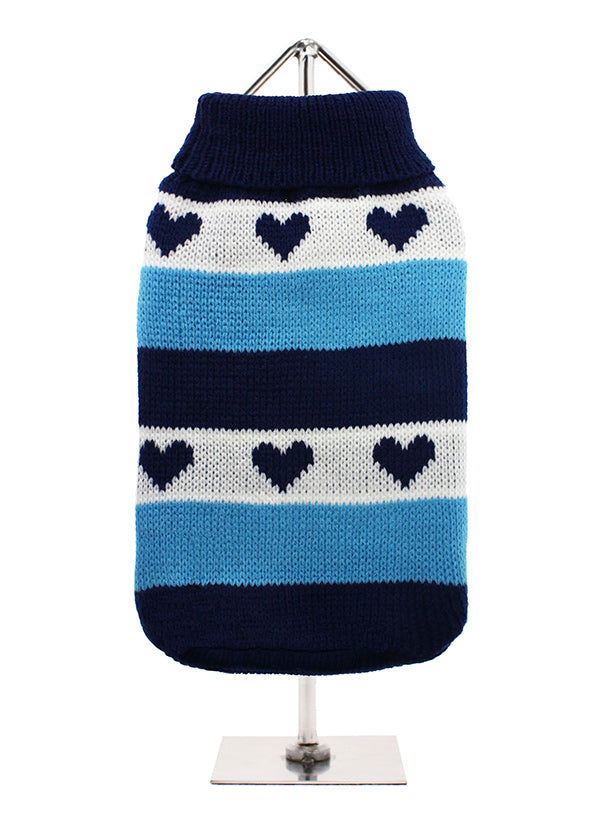 Blue Hearts Striped Sweater- Small