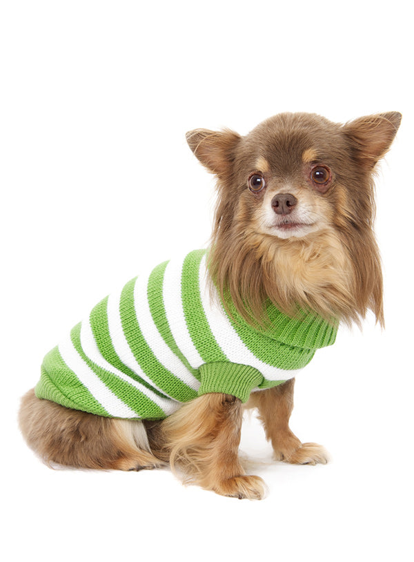 Green and White Candy Stripe Sweater- XL