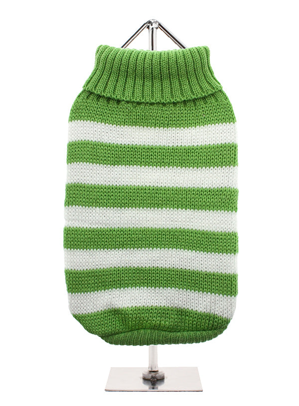 Green and White Candy Stripe Sweater- XL