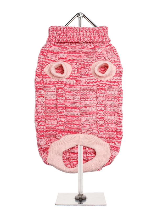 Pink Waffle Textured Knitted Sweater