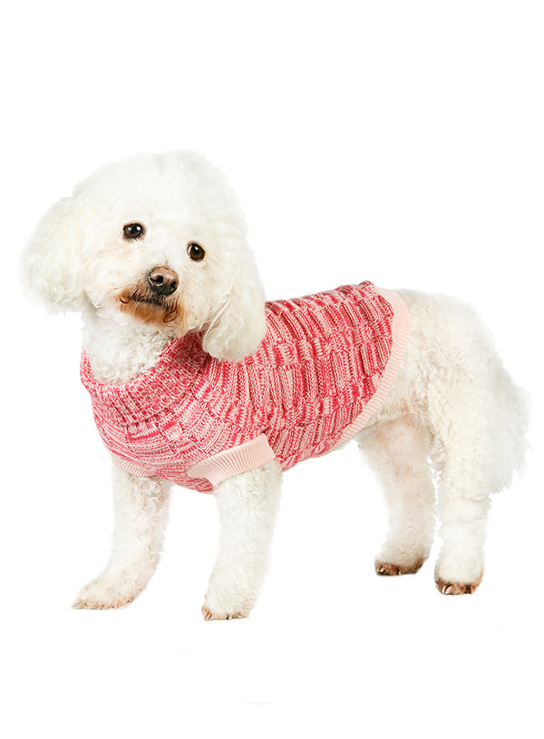 Pink Waffle Textured Knitted Sweater