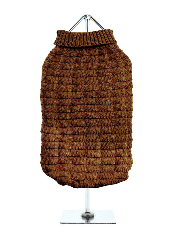 Chocolate Brown Waffle Textured Knitted Sweater- Large