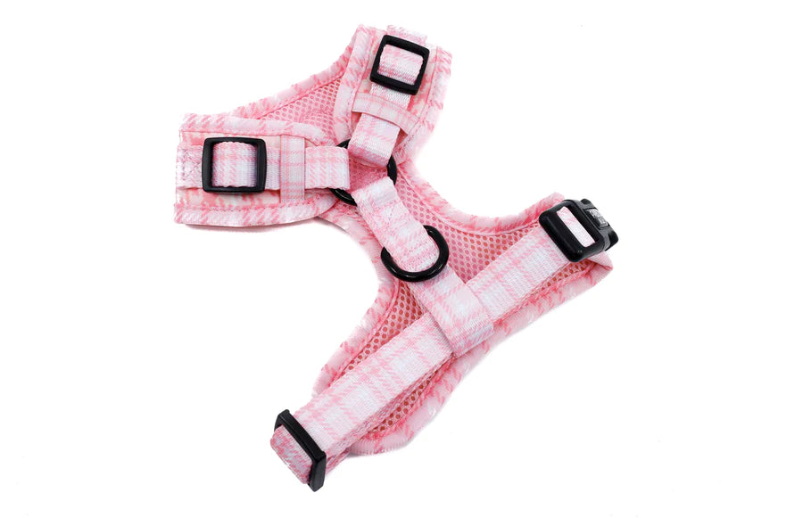 Pink Houndstooth: Adjustable Harness- L