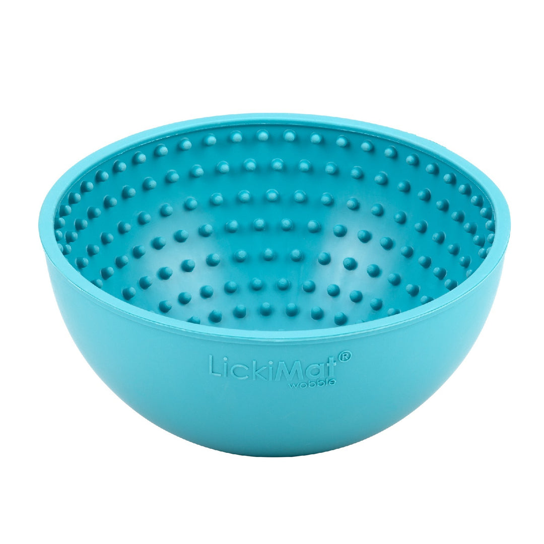 LickiMat Wobble Slow Feeder Boredom Buster Dog Food Bowl -  Blue