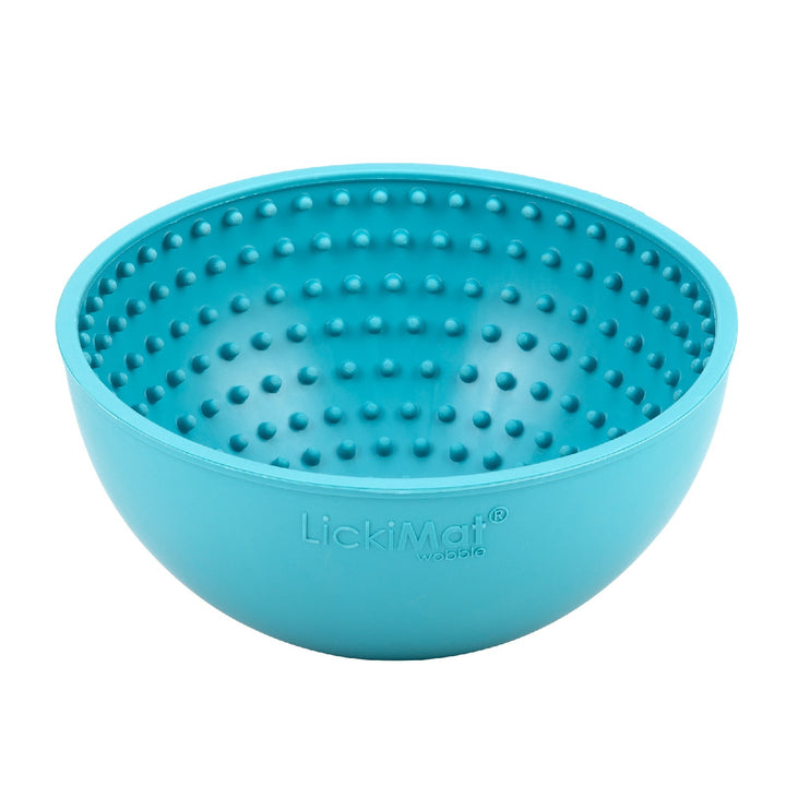 LickiMat Wobble Slow Feeder Boredom Buster Dog Food Bowl -  Blue