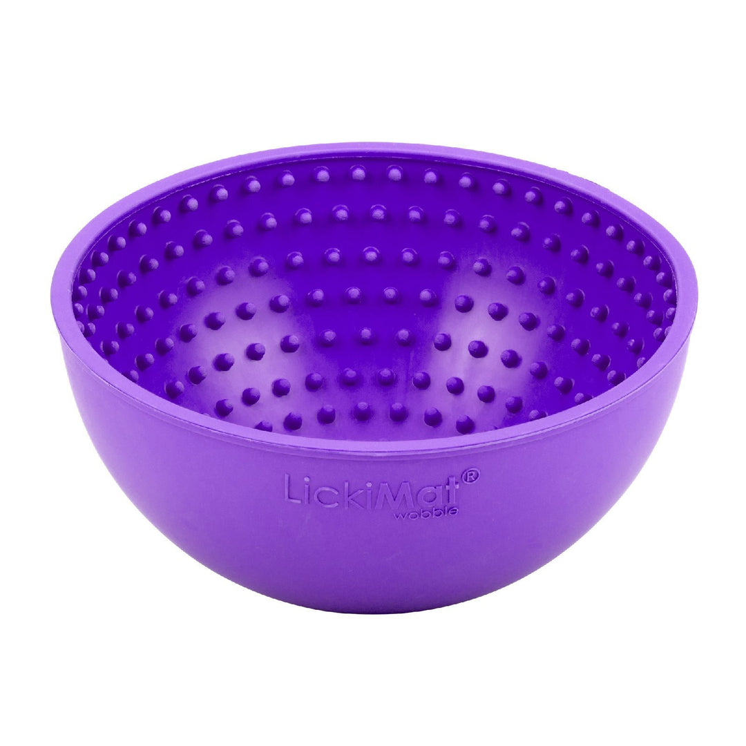 LickiMat Wobble Slow Feeder Boredom Buster Dog Food Bowl -  Purple