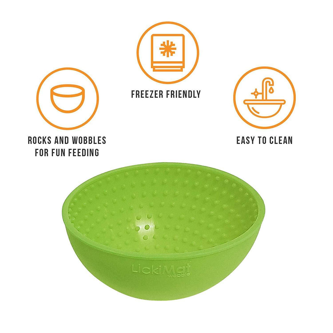 LickiMat Wobble Slow Feeder Boredom Buster Dog Food Bowl -  Green