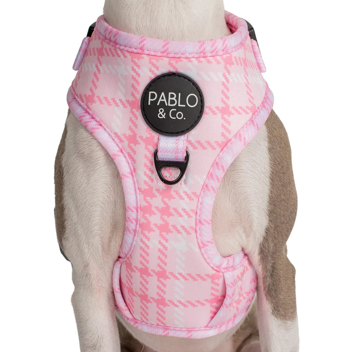 Pink Houndstooth: Adjustable Harness- L