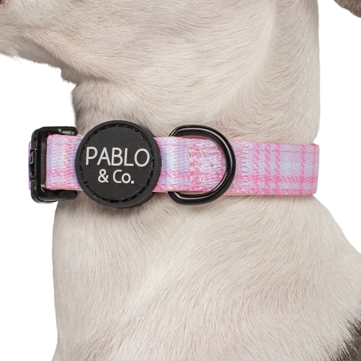 Pink Houndstooth: Dog Collar- L