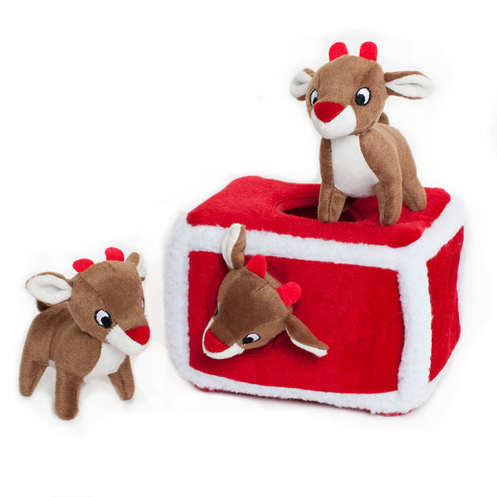 Zippy Paws Christmas Burrow Interactive Dog Toy - Reindeer Pen