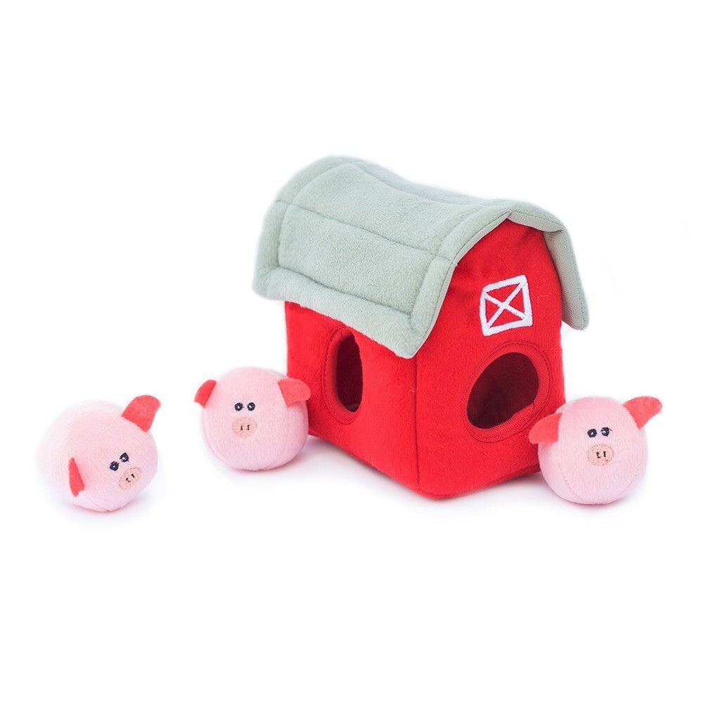 Zippy Paws Burrow Dog Toy - Pig  Barn