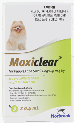 Moxiclear Flea and Worm Treatment for Dogs- Puppies & dogs under 4kg