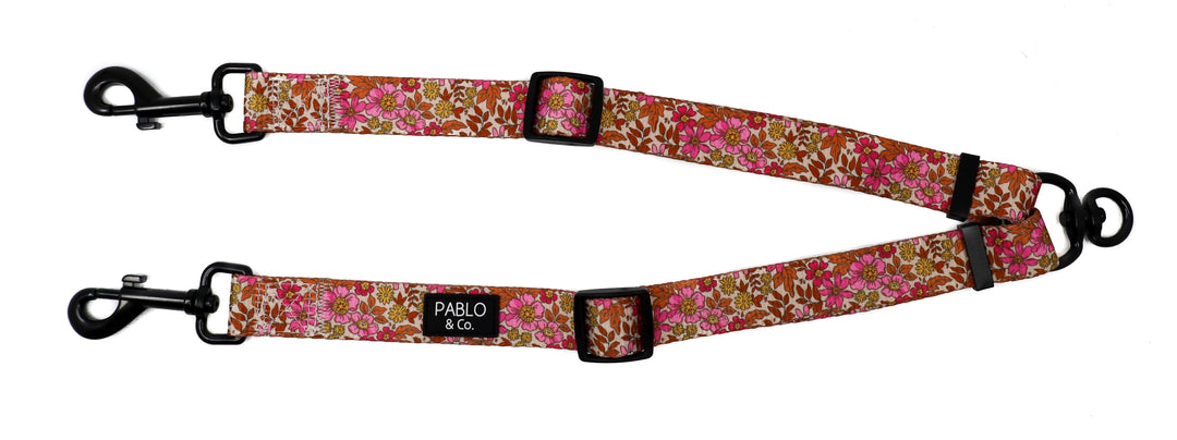 Pink Posies - Adjustable Leash Splitter - SMALL