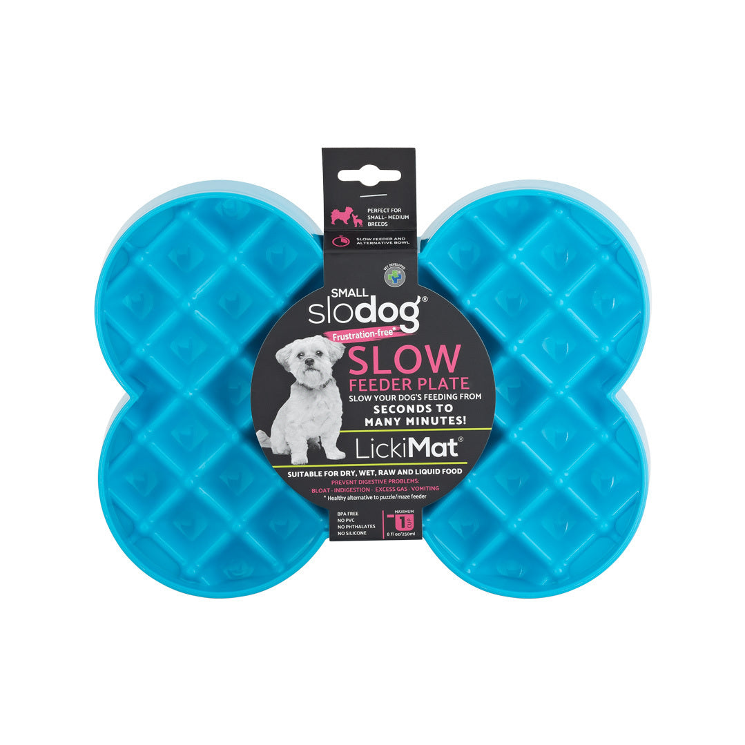 Slodog - Slow Feeder Plate - Bone Blue